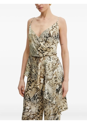 MARCIANO by GUESS Giselle draped snake-print top - Neutrals