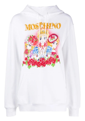 Moschino fantasy print cotton hoodie - White