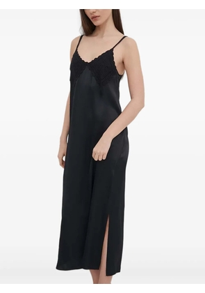 Sisley crochet-detail midi slip dress - Black