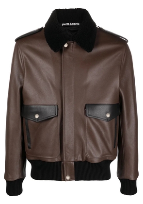 Palm Angels Racing Aviator leather jacket - Brown