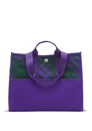 Burberry check-pattern leather tote bag - Purple