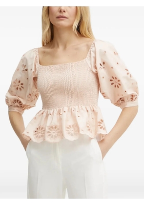 FRACOMINA floral-cut smocked blouse - Pink