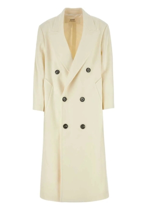 AMI Paris double-breasted virgin-wool coat - White