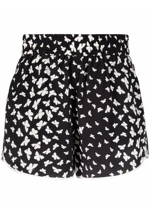 RED Valentino butterfly-print silk shorts - Black