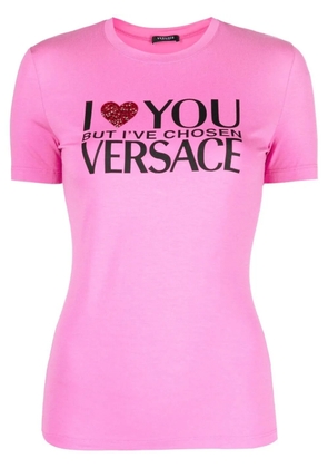 Versace slogan-print T-shirt - Pink