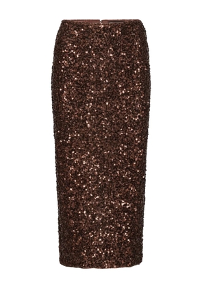 ROTATE BIRGER CHRISTENSEN sequin-embellished midi pencil skirt - Brown