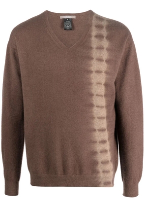 Suzusan tie-dye V-neck cashmere jumper - Brown