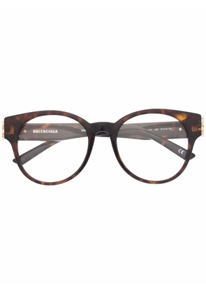 Balenciaga Eyewear BB logo tortoiseshell round-framed glasses - Brown