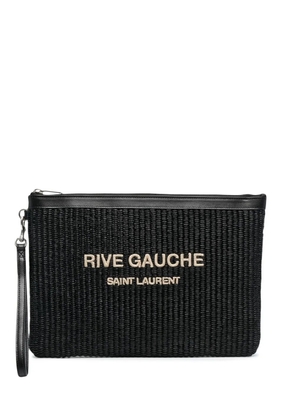 Saint Laurent Rive Gauche raffia clutch bag - Black