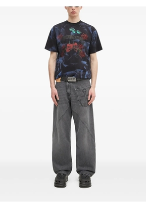 Aries skull rose tie-dye T-shirt - Blue