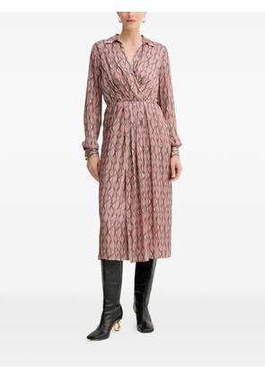 FRACOMINA long-sleeve patterned midi dress - Pink