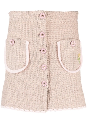 CORMIO Chiara flower-buttons mini skirt - Neutrals
