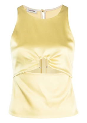 Nanushka cut-out sleeveless satin top - Yellow