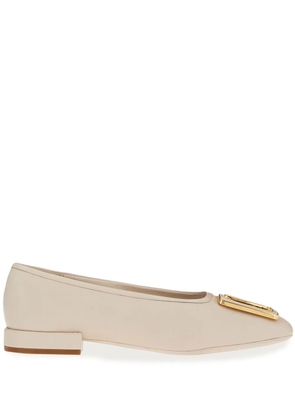 Ferragamo chunky-buckle ballerina flats - BONE