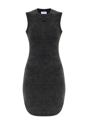 Off-White logo-embroidered ribbed dress - Black