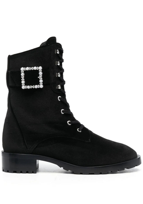 Stuart Weitzman 40mm buckle-fastening lace-up boots - Black