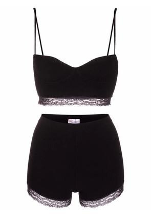 RED Valentino floral-lace bandeau top and shorts set - Black