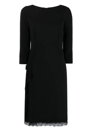 Alberta Ferretti lace-trim silk dress - Black