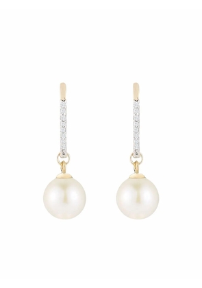 Mateo 14kt yellow gold single pearl diamond drop earrings