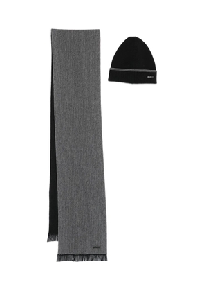 BOSS logo-patch scarf and beanie set - Black