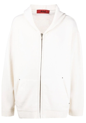 424 zip-up wool-blend hoodie - White