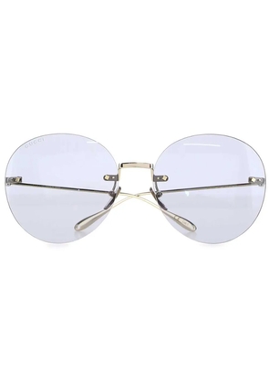 Gucci Eyewear Floral-pendant round-frame sunglasses - Gold