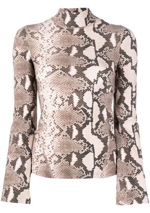 Stella McCartney leopard-print high neck top - Brown