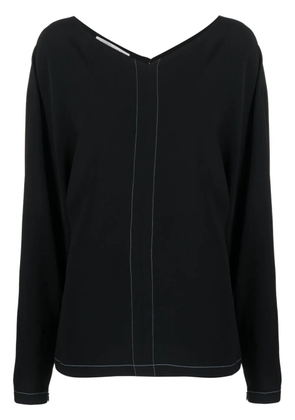 Stella McCartney stitched V-neck long-sleeve blouse - Black