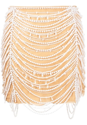 Blumarine pearl-embellished skirt - Neutrals