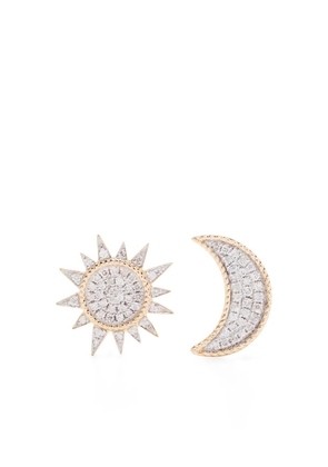 Yvonne Léon 18kt yellow gold Soleil & Lune diamond stud earrings