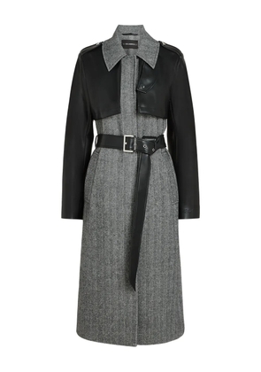 Karl Lagerfeld belted herringbone coat - Black