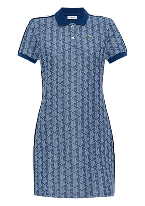 Lacoste monogram-jacquard polo dress - Blue