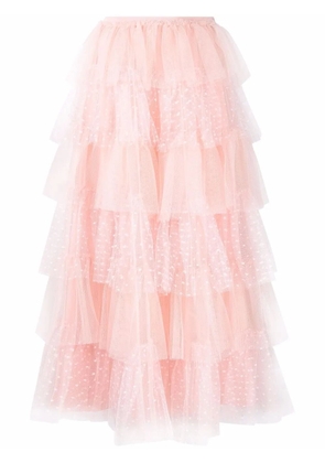 RED Valentino tiered tulle midi skirt - Pink