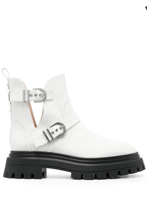 Stuart Weitzman Maverick Bedford bucked leather boots - White