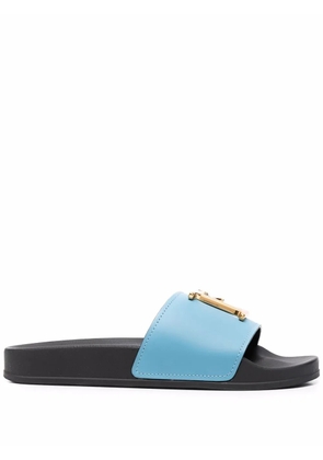 DSQUARED2 logo-plaque open-toe slides - Blue