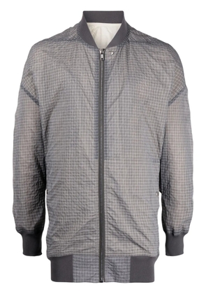 Rick Owens grid-patterned zipped bomber jacket - Grey