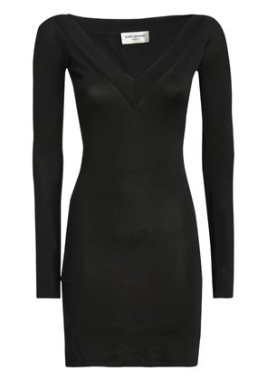 Saint Laurent fine-knit V-neck minidress - Black