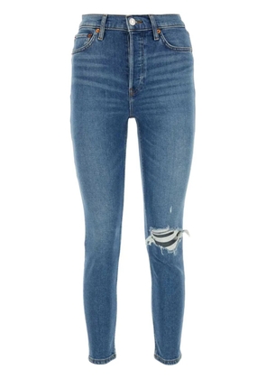 RE/DONE logo-patch ripped jeans - Blue