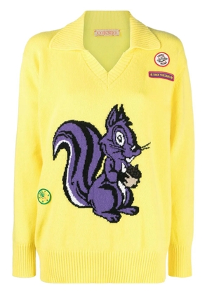 CORMIO squirrel intarsia knit jumper - Yellow