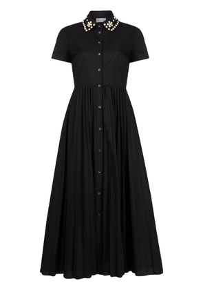 RED Valentino beaded-collar shirt midi dress - Black