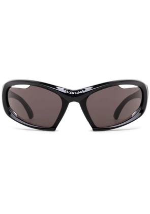 Balenciaga Eyewear Uni Dynamo Wrap oval-frame sunglasses - Black
