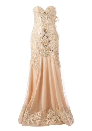 Georges Mak 'Meryl' embroidered strapless dress - Neutrals