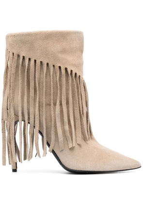 PINKO 120mm fringe-detail ankle boots - Neutrals