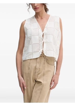 IVY OAK eyelet-detail tie-front top - White