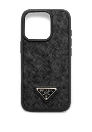 Prada saffiano leather iPhone 16 Pro case - Black