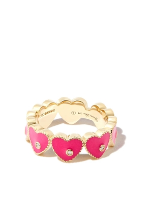 Yvonne Léon 9kt yellow gold enamel diamond heart ring