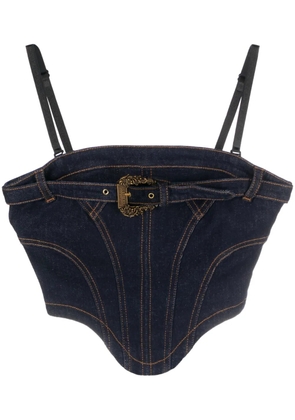 Versace Jeans Couture Baroque Buckle denim corset top - Blue