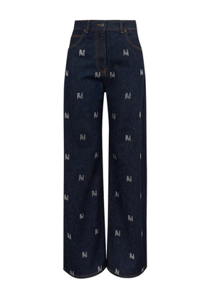 MSGM 'TheMwave' strass-embellished denim jeans - Blue