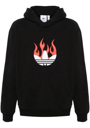 adidas flames logo-patch cotton hoodie - Black