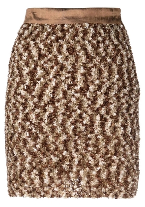 Lukhanyo Mdingi mélange-effect mini skirt - Brown